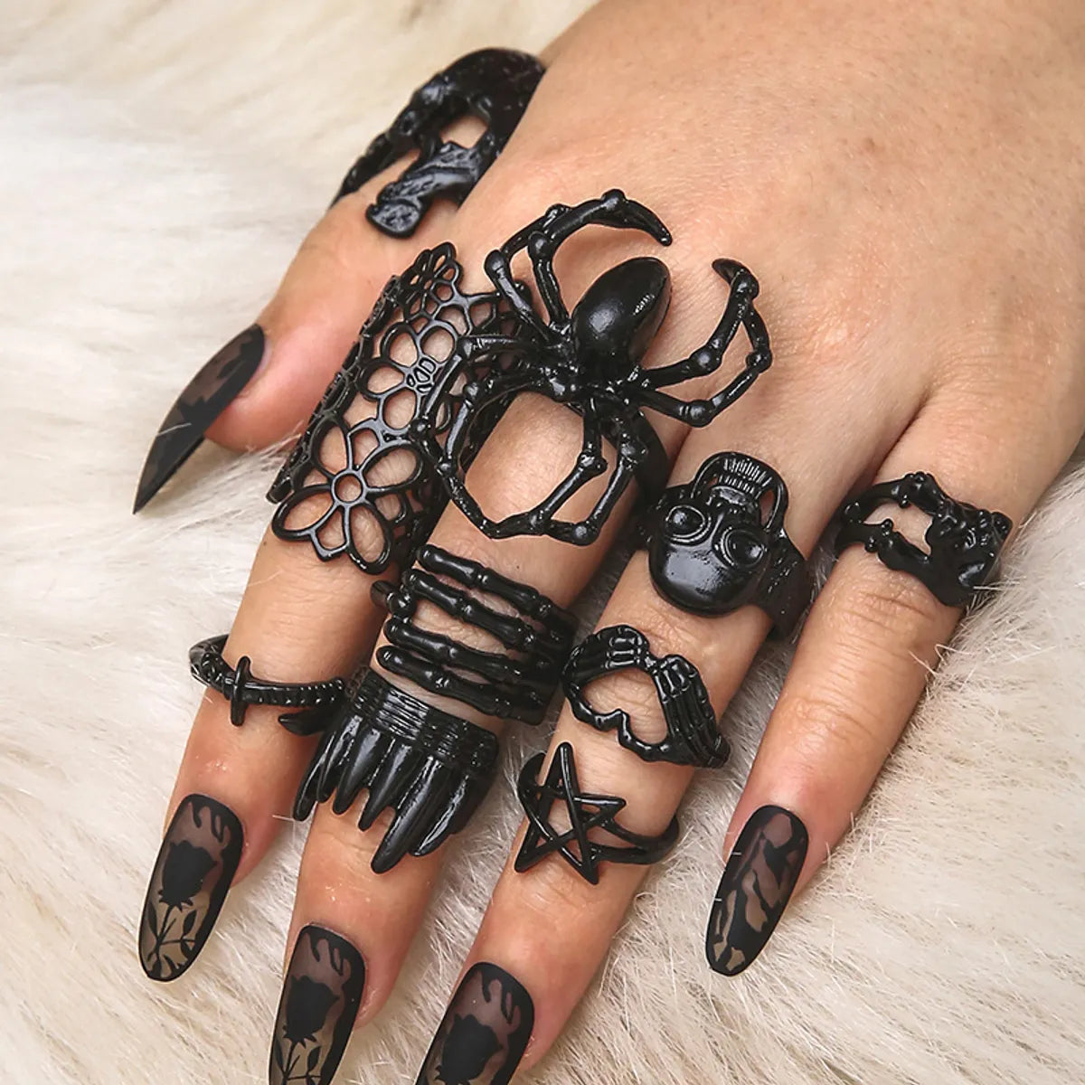 unique rings for women-Spider Skull Alloy Paint No Inlaid Rings