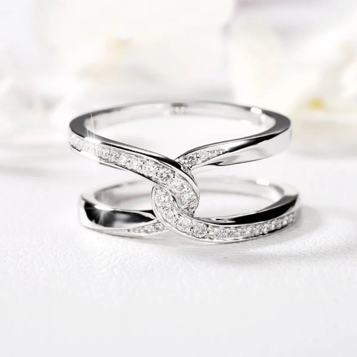 delicate rings for women-Sterling Silver Elegant Geometric Solid Color Plating Rings