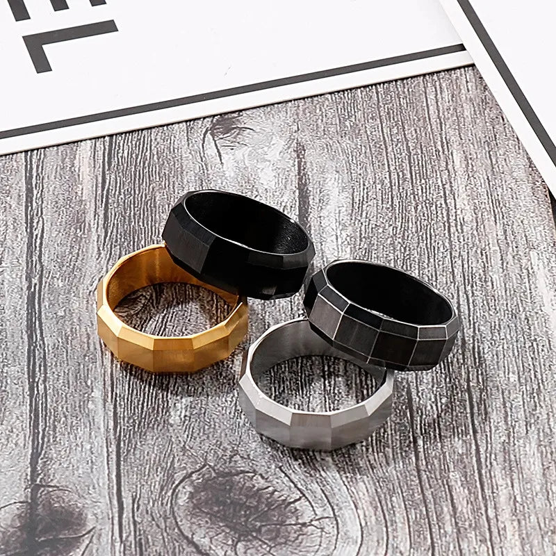 silver rings for women-Punk Solid Color Titanium Steel 18K Gold Plated Men'S Rings