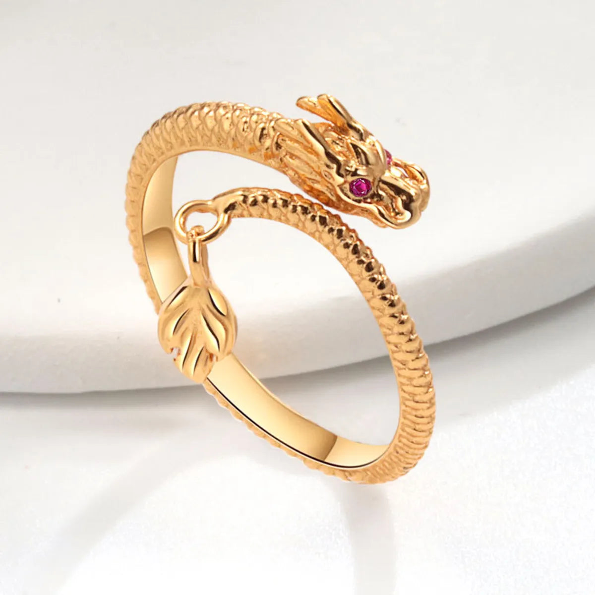 sapphire rings for women-Wholesale IG Style Dragon Copper Plating Inlay Zircon Charm Rings Open Rings