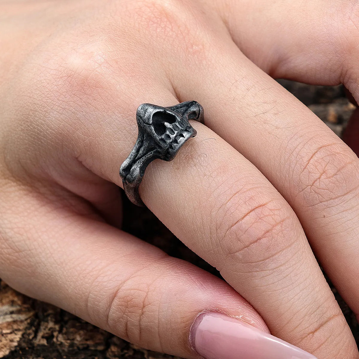 vintage diamond rings for women-Hip-Hop Streetwear Skull 304 Stainless Steel Carving Men'S Rings