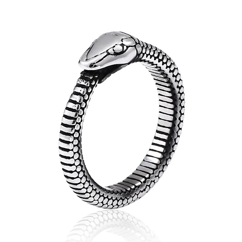 cocktail rings for women-Retro Snake Titanium Steel Polishing Men'S Rings