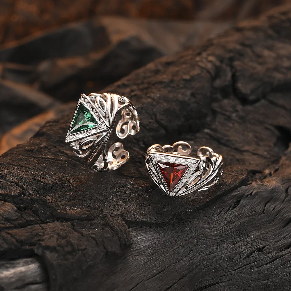 sterling silver rings for women-Original Design Triangle Sterling Silver Inlay Zircon Women'S Open Rings