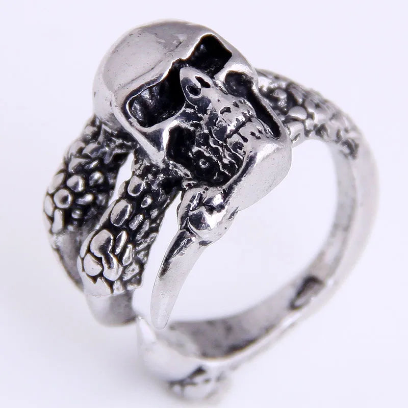 elegant platinum rings for women-Retro Simple Skull Muli-Layer Open Ring