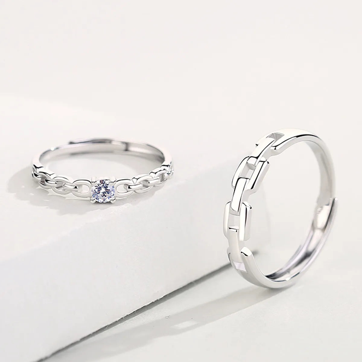 platinum wedding rings for women-Fashion Geometric Sterling Silver Inlay Zircon Rings 1 Piece