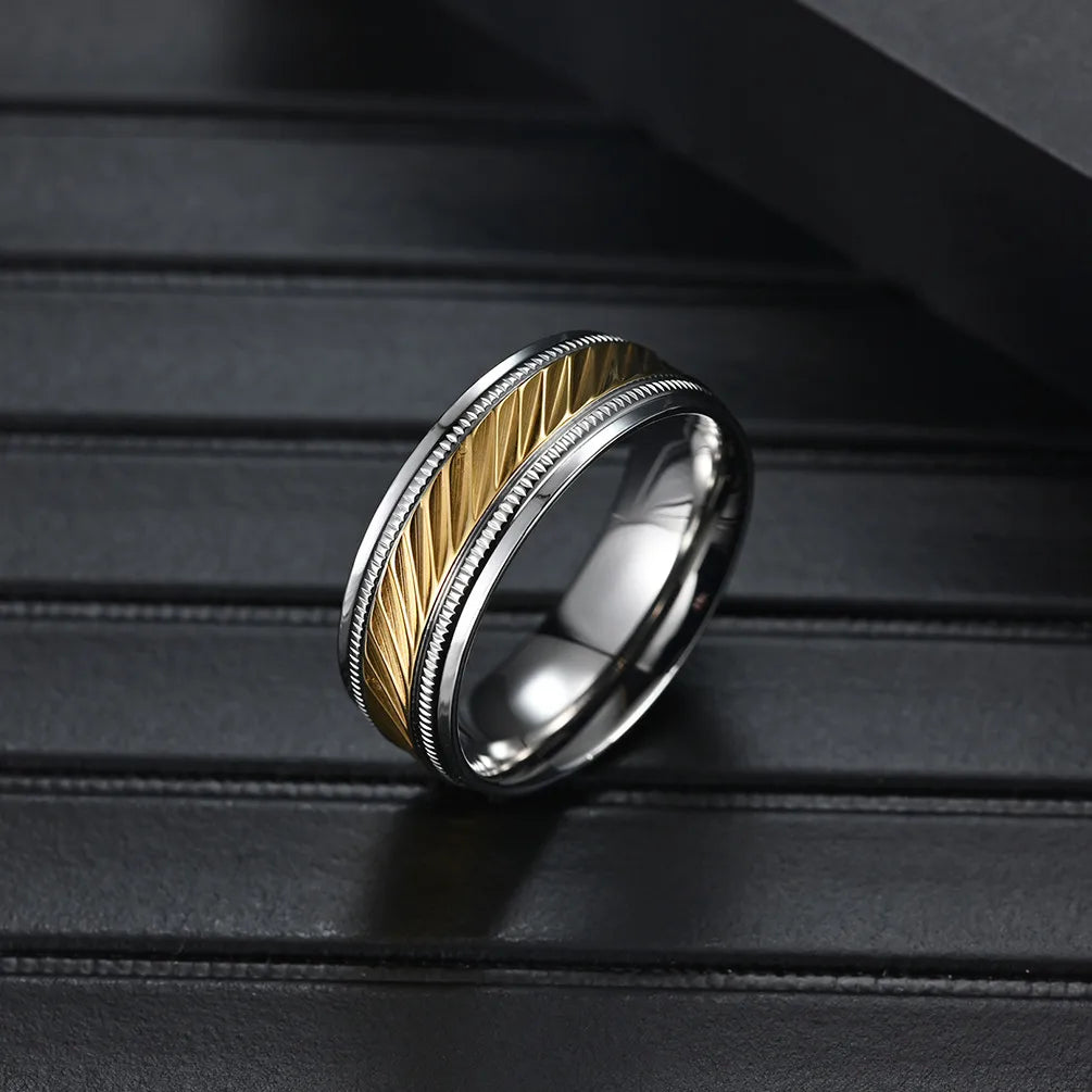 wedding band rings for women-Hip-Hop Retro Geometric Titanium Steel Plating Men'S Rings