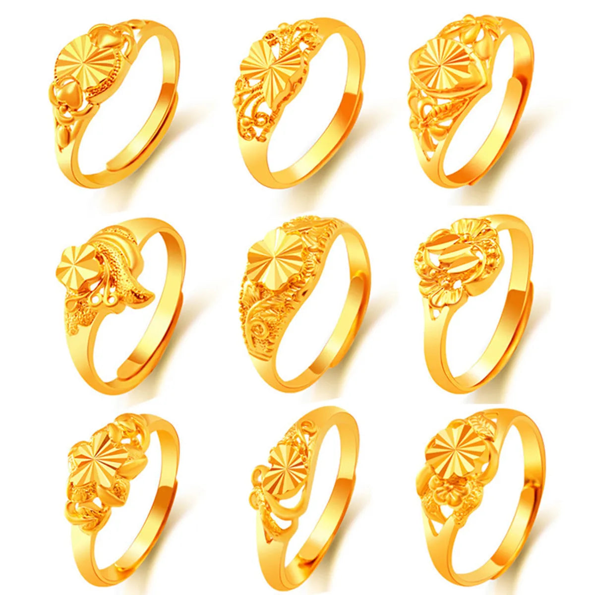 stacking rings for women-1 Piece Fashion Geometric Flower Copper Plating Open Ring