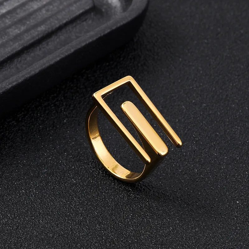 vintage rings for women-Casual Simple Style Geometric 201 Stainless Steel Polishing Unisex Open Rings