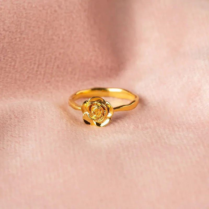 delicate gold rings for women-Sterling Silver Elegant Solid Color Flower Plating Rings