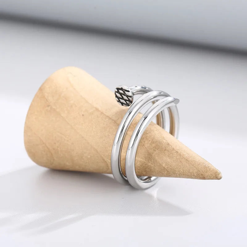 gold-plated rings for women-Punk Solid Color Titanium Steel Polishing Men'S Rings