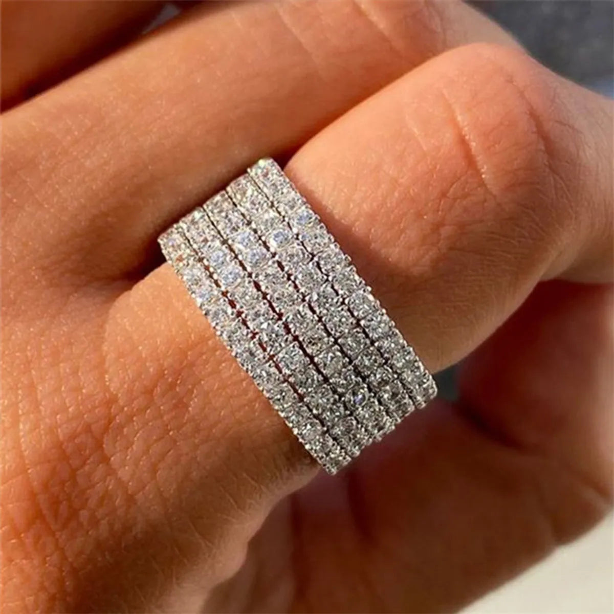 fashion statement rings for women-Luxurious Geometric Zircon Copper Wholesale Rings