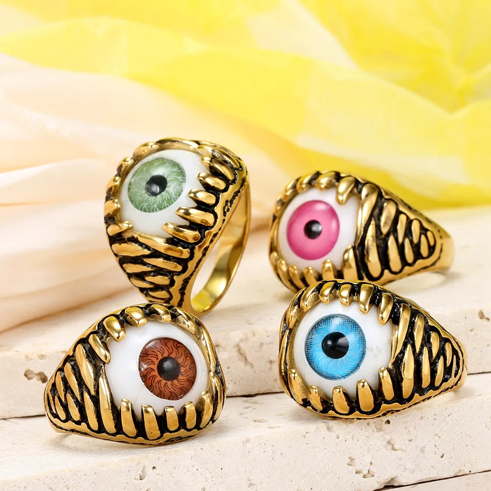 cocktail fashion rings for women-Classical Hawaiian Romantic Color Block 316 Stainless Steel  Plating Inlay Glass Stone 18K Gold Plated Men'S Rings