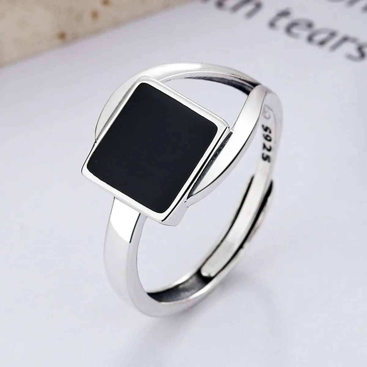 trendy rings for women-Sterling Silver Simple Style Geometric Square Open Rings